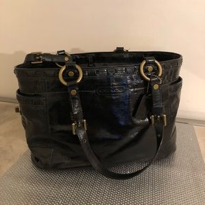 Gently Used Black Patent Leather Tote shoulder Bag